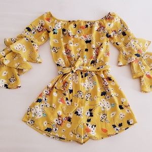 Trendy Yellow off shoulder romper